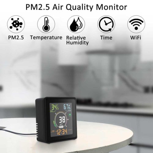  GZAIR Medidor de CO2 para interiores, detector de dióxido de  carbono de montaje en pared de temperatura y humedad relativa, monitor de  calidad del aire, monitor de CO2, sensor NDIR, hora